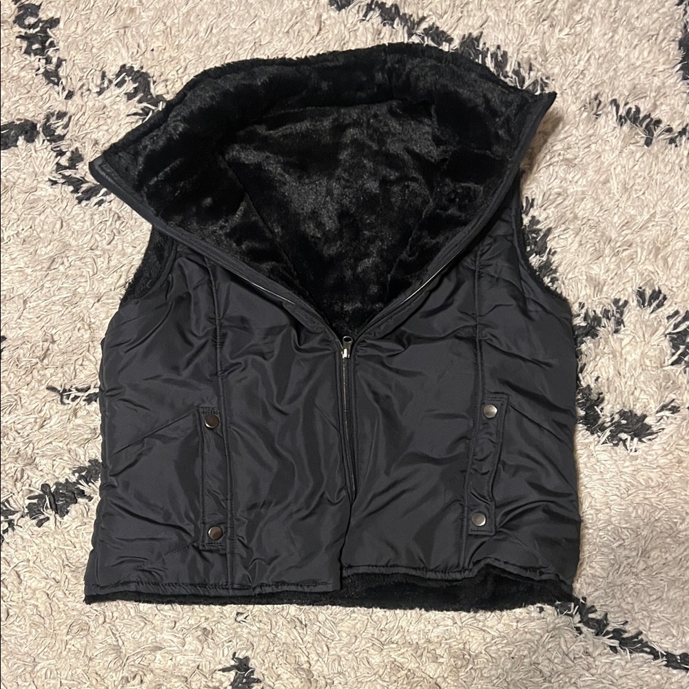 Black Faux Fur Lined Vest